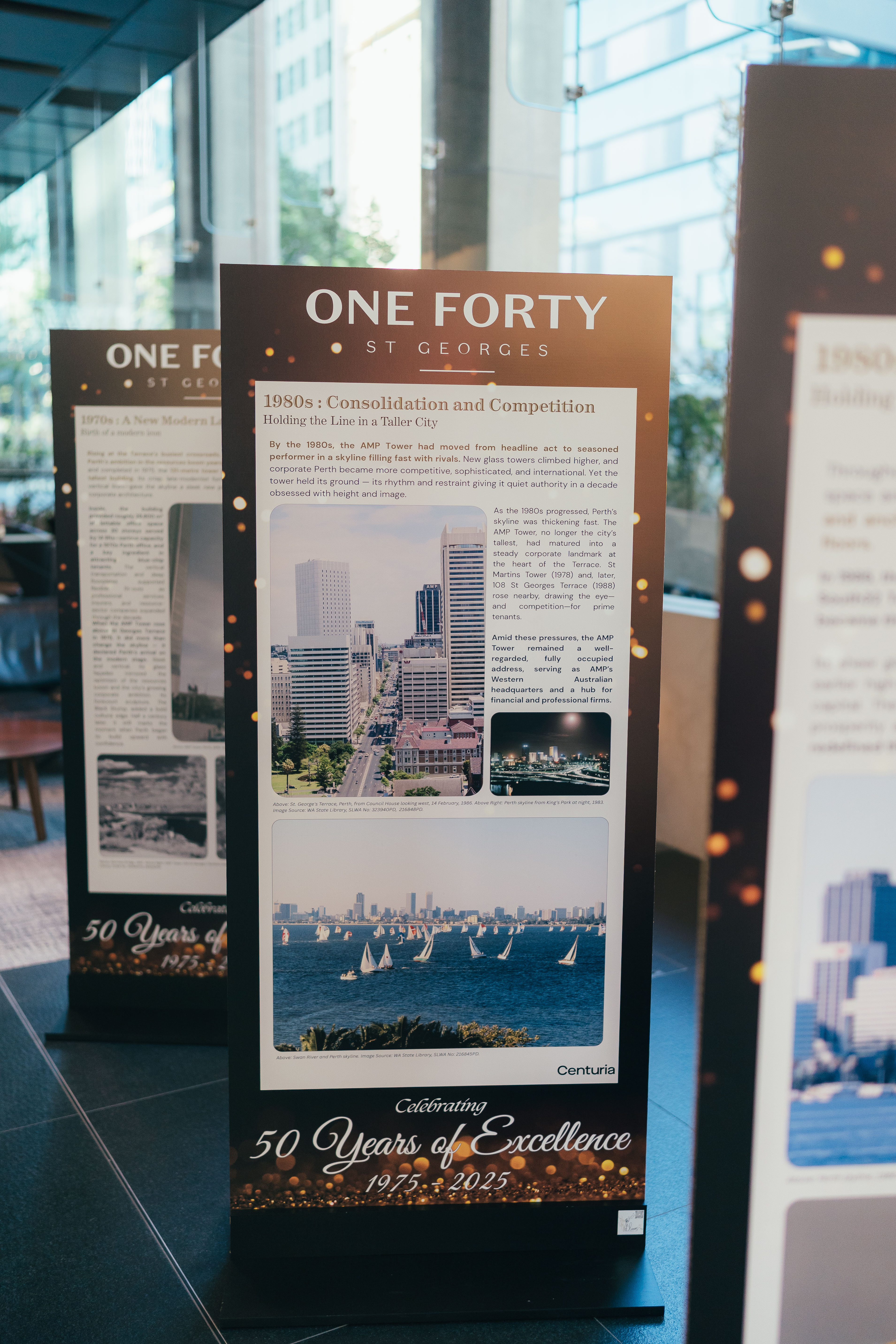 One Forty St Georges timeline storytelling panel focused on the 1980s