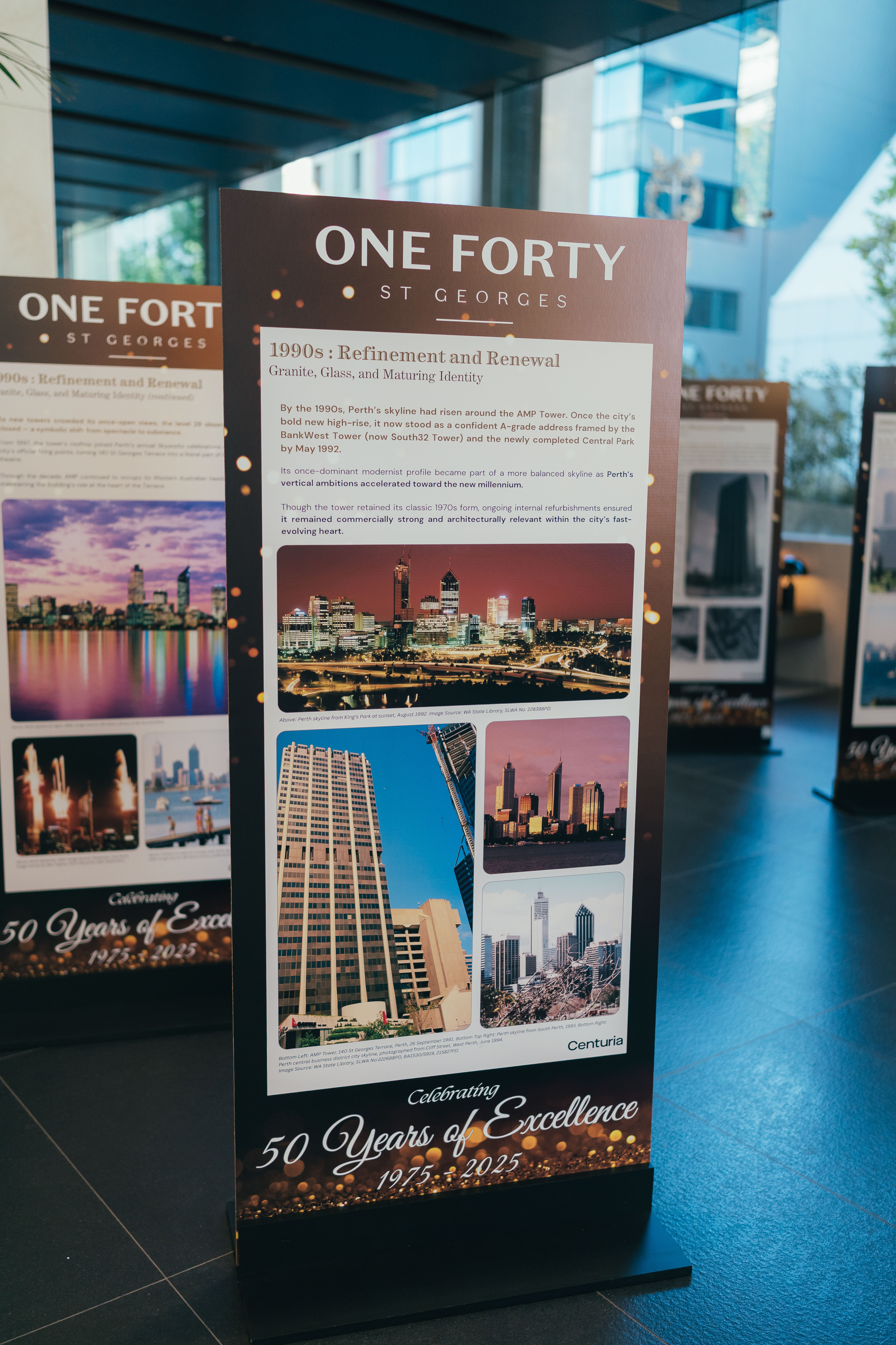 One Forty St Georges narrative timeline panel for the 1990s